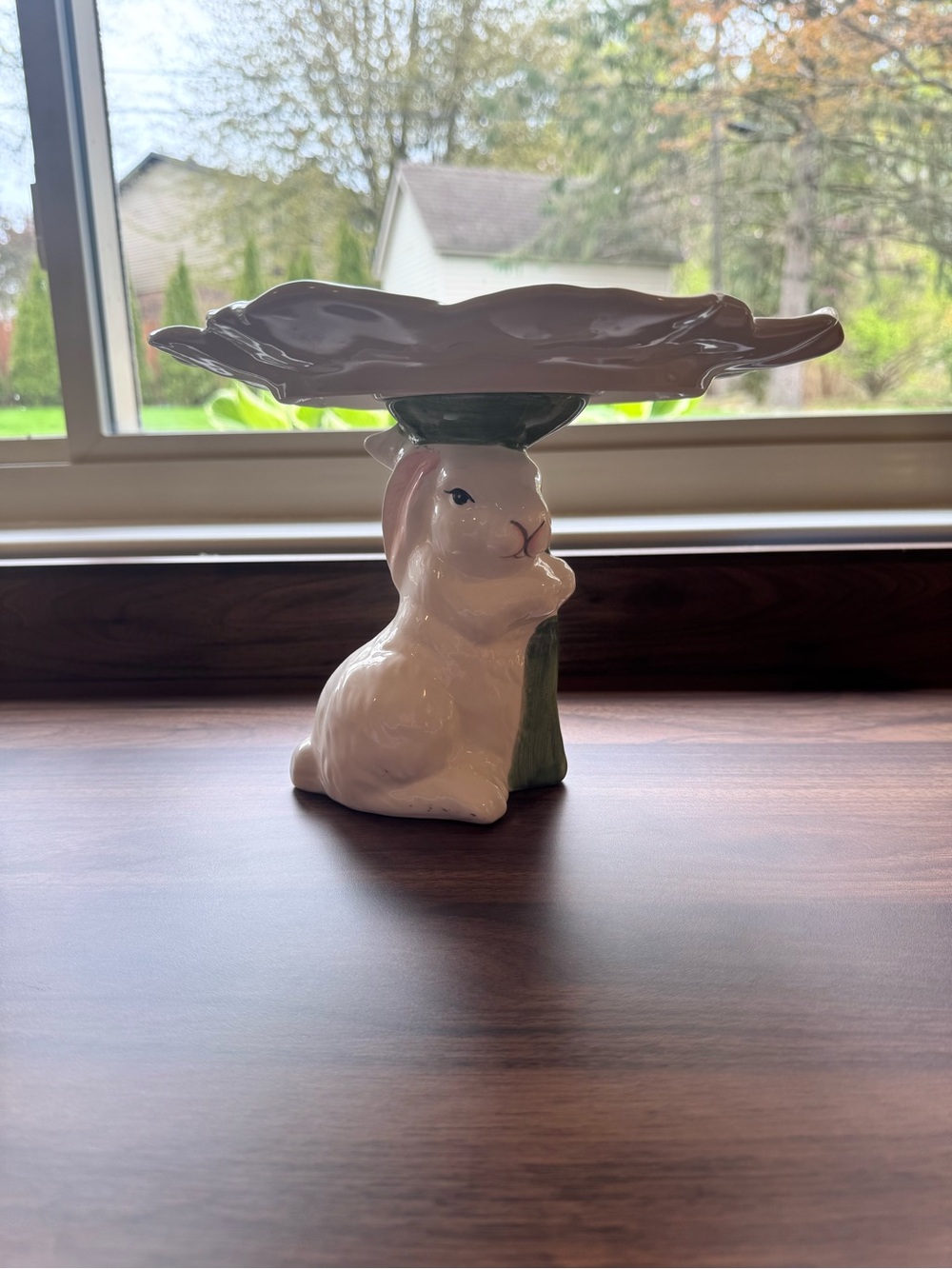 Ceramic Bunny Pedestal Cake Stand